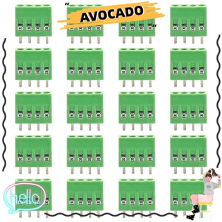 Avocarr บล็อกเทอร์มินัล ขั้วต่อ PCB สกรูเมาท์ 6A สีเขียว 4-Pin 150V 20 ชิ้น