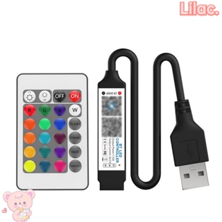 Lilac ตัวควบคุมบลูทูธ USB 5V ปรับความสว่างได้ แถบไฟ LED รีโมตคอนโทรล RF ควบคุมผ่านแอพ ขนาดเล็ก ควบคุมเพลง หรี่แสงได้ สําหรับเทปไฟ