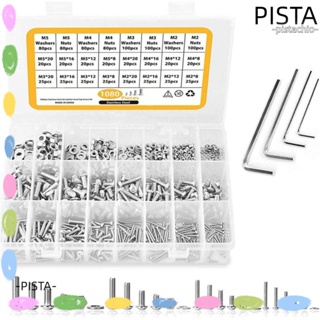 Pista ชุดสกรูเมตริก สเตนเลส 304 หัวหกเหลี่ยม 8 มม. 12 มม. 16 มม. 20 มม. M2 M3 M4 M5 สําหรับเครื่องใช้ในครัวเรือน 1080 ชิ้น