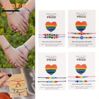 Xianen LGBT สร้อยข้อมือ เชือกลูกปัด สีรุ้ง ปรับได้ เครื่องประดับคู่รัก ของขวัญแฮนด์เมด