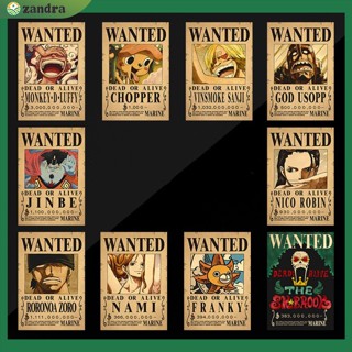 【COD】โปสเตอร์กระดาษคราฟท์ ลายอนิเมะ One Piece Luffy 1.5 Billion Bounty สไตล์วินเทจ สําหรับตกแต่งผนัง