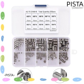 Pista ชุดสกรูสเตนเลส 304 หัวหกเหลี่ยม M3 4 5 6 8 200 ชิ้น