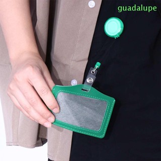 Guadalupe คลิปหนีบป้ายชื่อ ID หนัง PU พับเก็บได้ สีแคนดี้