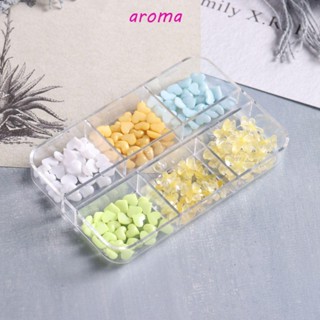 Aroma เครื่องประดับ ลูกปัดคริสตัลเรซิ่น ลายดอกไม้ สีเหลือง สําหรับตกแต่งเล็บ