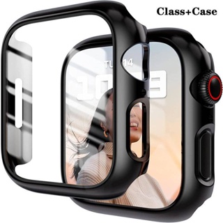 กระจกนิรภัยกันรอยหน้าจอ พร้อมฝาครอบ สําหรับ Apple Watch case series 8 7 6 5 4 3 2 SE iWatch 40 มม. 44 มม. 42 มม. 45 มม. 41 มม. 38 มม.