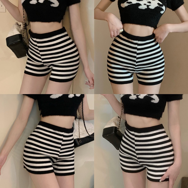 ❤️STYLE 98130❤️& กางเกงไหมพรม เอวยืดรัดตัว ดีเทลลายทางคิ้วสุดๆ