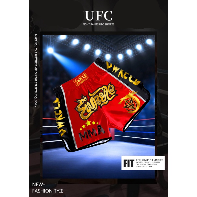 ใหม่ กางเกงชกมวย + กางเกงขาสั้นมวยไทย + กางเกงมวยไทย MMA Combat Fighting Fitness & UFC Competition สําหรับผู้ชาย และผู้หญิง - รูปที่ 5