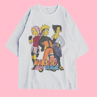 เสื้อยืดโอเวอร์ไซซ์ พิมพ์ลาย Naruto Meme Bart Simpson สไตล์วินเทจ