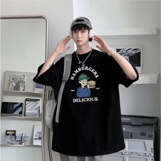 Summer ins Korean Version Cartoon Printed Round Neck Short-Sleeved T-Shirt Men Women Couples Trendy Fashion Simple _02