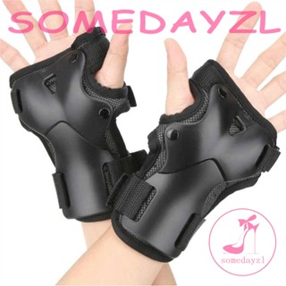 Somedayzl สนับข้อมือ สีดํา 1 คู่ เด็ก กันกระแทก สกี ปาล์ม ป้องกัน สโนว์บอร์ด สกี สกี ป้องกันข้อมือ