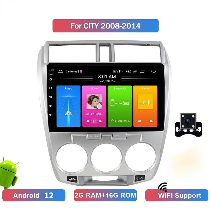 จอ android วิทยุติดรถยนต์ 2din สเตอริโอ Android สำหรับ Honda City 2008-2014 Android 10 นิ้ว 2G + 16G พร้อมกรอบ