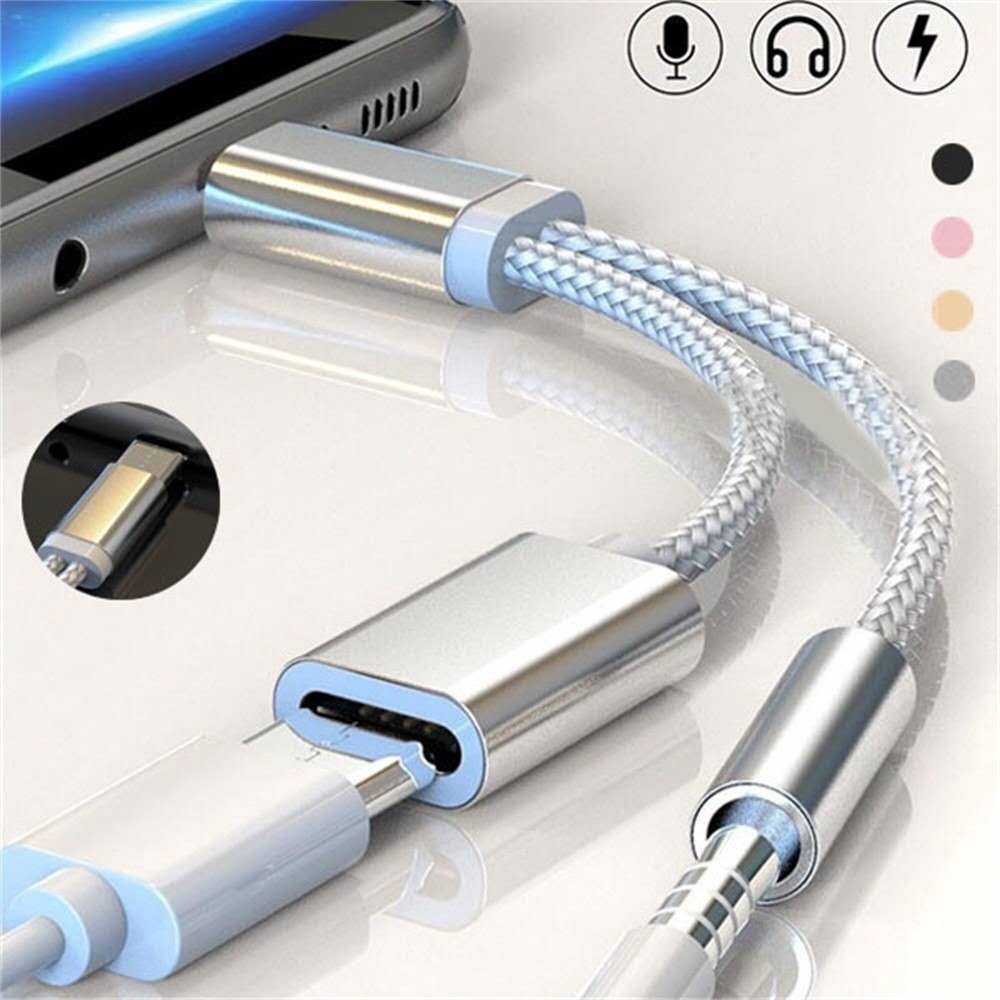 2 In 1 USB Type-C ถึง3.5ช่องเสียบหูฟังมิลลิเมตรอะแดปเตอร์ ตัวแยกสัญญาณเสียงสำหรับ D0M6