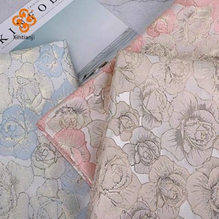 1 เมตรเส้นด้ายย้อมทองผ้าไหม Jacquard ผ้า Rose บรรเทาผ้าเย็บป…