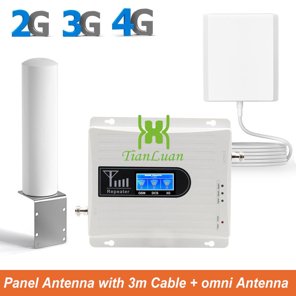 New Version !!! Tri-Band 3/1/8 4G Cellular Amplifier 2G 3G 4G Signal Repeater 900/1800/2100 MHz GSM 