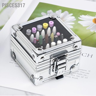 Pisces317 กล่องเก็บดอกสว่านเจาะเล็บ แบบใส 25 หลุม กันฝุ่น