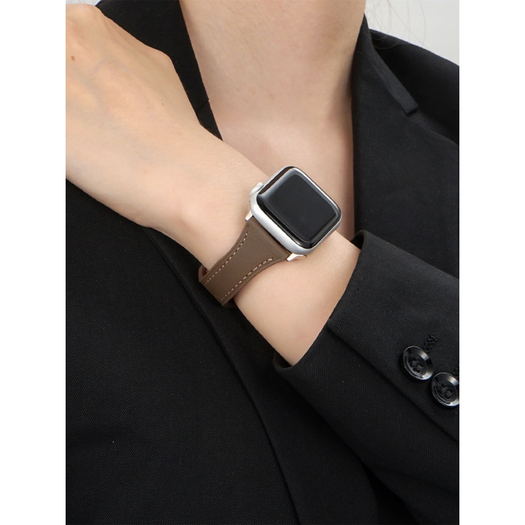 สายนาฬิกาข้อมือหนัง สีน้ําตาล สําหรับ Apple Watch S8 Ultra 7 6 se2 4