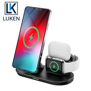 Luken 3 in 1 QI แท่นชาร์จไร้สาย 15W สําหรับ Samsung Xiaomi Mi Huawei iP App Watch