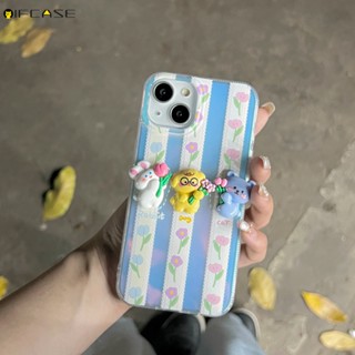 เคสโทรศัพท์มือถือ ลายการ์ตูนกระต่าย ดอกทิวลิป 3D แต่งกลิตเตอร์ หรูหรา สําหรับ iPhone 14 13 12 Pro Max 11