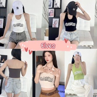 Elves✨พร้อมส่ง✨ เสื้อคล้องคอ มีฟองน้ำ ลายตีวอักษรอย่างเท่ ~FY2032~