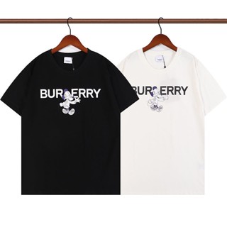 [Official]Burberry t-Shirt Short-Sleeved Men Women Pure Cotton Mickey Letter Trendy ins Simple Loose Top