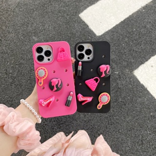 เคสโทรศัพท์มือถือ ซิลิโคนนิ่ม Tpu กันกระแทก ลายการ์ตูนเจ้าหญิงบาร์บี้ 3D DIY สําหรับ iPhone 14 13 12 11 Pro Max