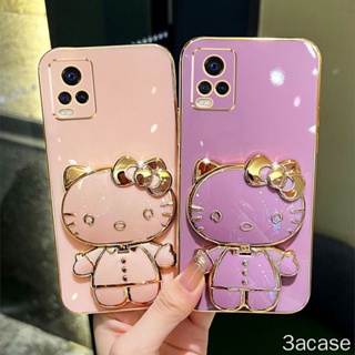 เคสซิลิโคนนิ่ม พร้อมกระจกแต่งหน้า พับได้ สําหรับ Vivo V2024 V2025 V2040 V2030 V2035 V2031 V2036 V2026 V2027 V2028 V2029 V2032 V2042 V2048