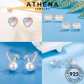 ATHENA JEWELRY เครื่องประดับ แฟชั่น 925 เพชร หนีบ เครื่องประดับ แท้ ห่วง ต้นฉบับ ต่างหู ผู้หญิง เกาหลี เงิน Silver ตุ้มหู ไข่มุกหยก มอยส์ซาไนท์ M031