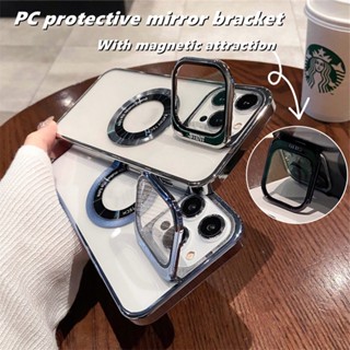 เคสโทรศัพท์มือถือ PC แข็ง แบบฝาพับแม่เหล็ก กันกระแทก พร้อมกระจก สําหรับ Iphone14 13 12 Pro Max 14