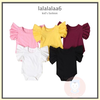 Laa6 ชุดรอมเปอร์ คอกลม แขนบิน สีพื้น ฤดูร้อน สําหรับเด็ก