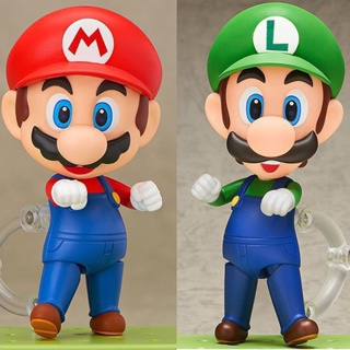 โมเดลฟิกเกอร์ อนิเมะ The Super Mario Bros Nendoroid 473 Mario 393 Luigi Change Face Articulado ของเล่นสําหรับเด็ก