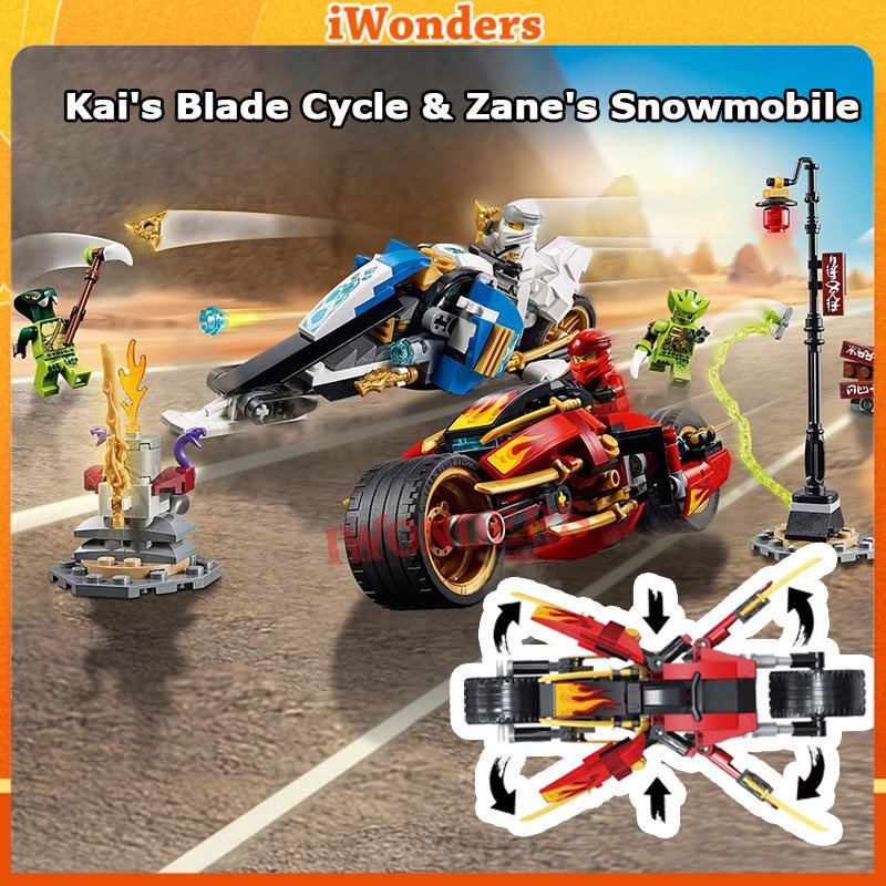 ใหม่ บล็อกตัวต่อนินจา Kai's Blade Cycle &amp; Zane's Snowmobile Bricks Overlord Dragon 7066 7 ของเล่นสําหรับเด็ก