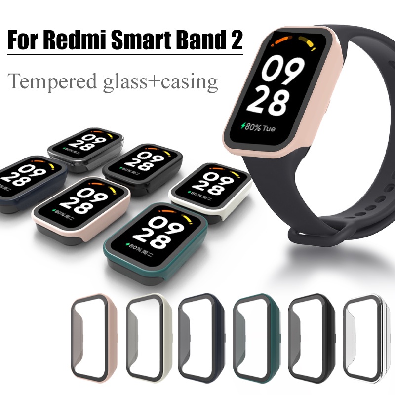 ฝาครอบสําหรับ Xiaomi smart Band 9 8 Active / Redmi Band 3 2 / Amazfit Band 7 Hard PC Case พร้อมฟิล์มกระจกนิรภัยป้องกันหน้าจอนาฬิกากันชน