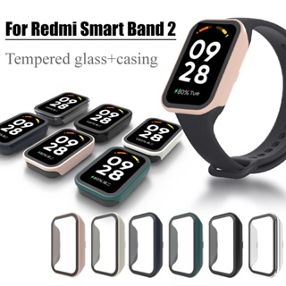 เคสแข็ง PC พร้อมฟิล์มกระจกนิรภัยกันรอยหน้าจอ อุปกรณ์เสริม สําหรับ Redmi Smart Band 2