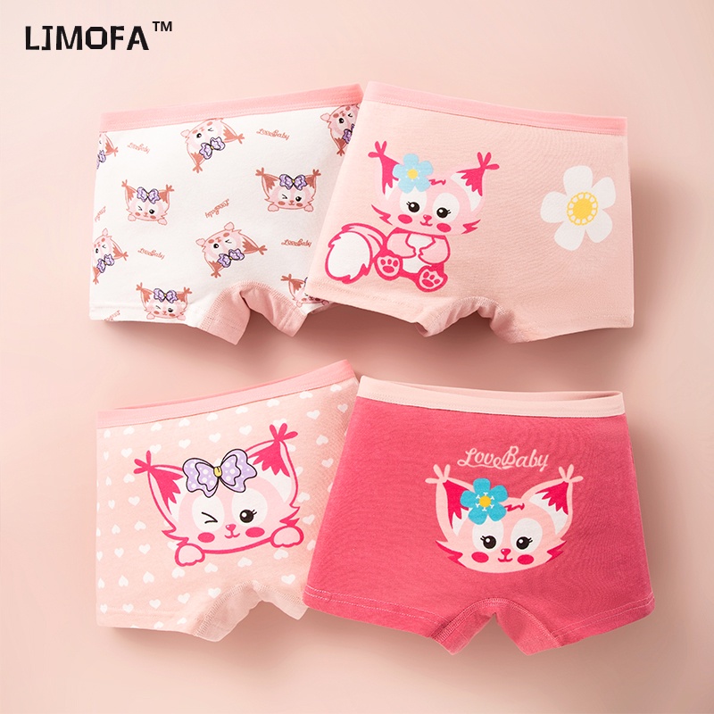 LJMOFA KIDS 1-14ปี ชุดชั้นใน กางเกงบ็อกเซอร์ ผ้าฝ้ายแท้ แบบนิ่ม สีชมพู ใส่สบาย สําหรับเด็กผู้หญิง