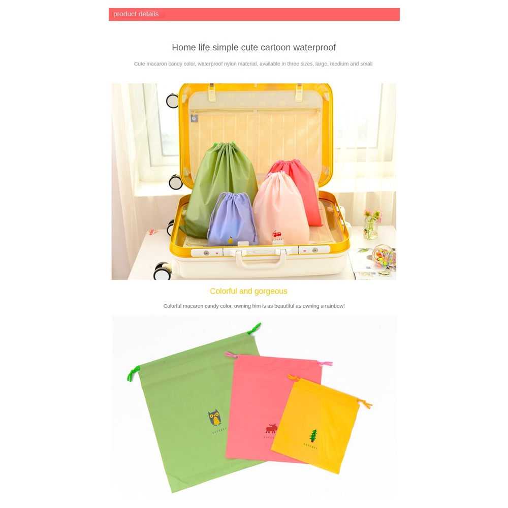 กระเป๋าหูรูด กันน้ํา แบบพกพา ลายการ์ตูน ขนาด S M L สําหรับใส่เสื้อผ้า รองเท้า เดินทาง ใช้ในครัวเรือน - รูปที่ 6