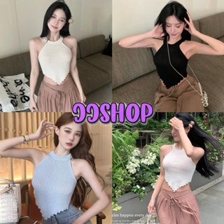 JJ shop 💜พร้อมส่ง เสื้อสายเดี่ยว ไหมพรมสีพื้น ปลายสามเหลี่ยม เป็นขั้นๆผ้านิ่มๆ "M5120" -C