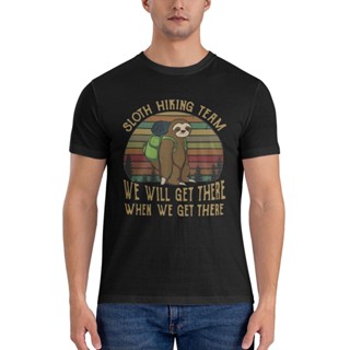 เสื้อยืด ผ้าฝ้าย แบบนิ่ม ลาย Sloth Hiking Team We Will Get There สไตล์วินเทจ