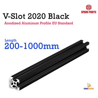 V-slot 2020 Black Aluminum Profile EU Standard Extrusion 200-1000mm Aluminum Profile Linear Rail for CNC 3D Printer