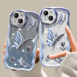 พร้อมส่ง เคสโทรศัพท์มือถือแบบนิ่ม TPU ใส กันกระแทก ลายผีเสื้อ สําหรับ IPhone 14 13 12 Pro Max 11 X Xs XR XsMax 8 7 6s Plus