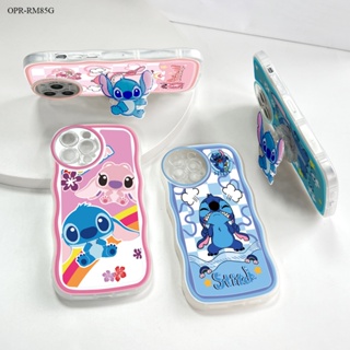 Realme 9 9i 8 8i 7i C17 Pro Plus Pro+ 5G 4G เคสเรียวมี สำหรับ Case Cartoon Stitch Wavy Bracket เคส เคสโทรศัพท์ เคสมือถือ Full Cover Soft Phone Cases Casing