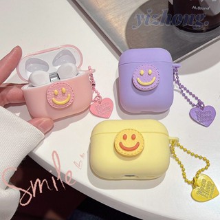 เคสหูฟัง TPU นิ่ม ป้องกัน ลายหน้ายิ้ม หัวใจ สีแคนดี้ เรียบง่าย สําหรับ Airpods Pro 2 1 3