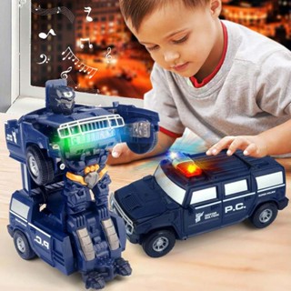  Electric universal deformation Hummer robot toy, police car toy, with lighting and music, childrens toy gift