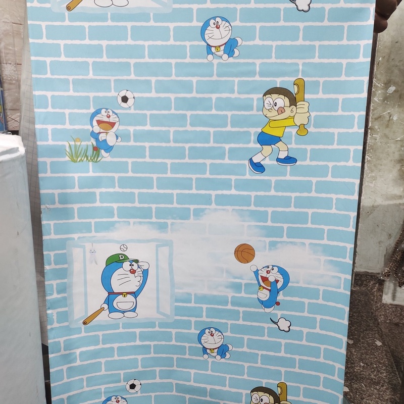 Combo 5-10 เมตรวอลเปเปอร์รูปลอกขนาด 45 ซม.สีเขียว DOLLAR BRICK WALL อัดกาวล่วงหน้า