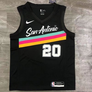 ขายดี เสื้อกีฬาบาสเก็ตบอล ลาย NBA San Antonio Spurs # 20 Manu Ginōbili Retro Edition City Swingman สีดํา สําหรับผู้ชาย 997012