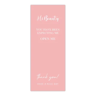 พร้อมส่ง! สติ๊กเกอร์แถบยาวติดกล่องสินค้าขนาด 6x15 cm. จำนวน 50 ดวง Sticker Hi-Beauty แนวตั้ง