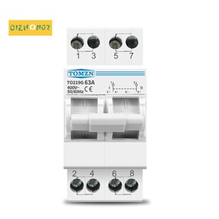 Tomzn 2P 63A MTS Dual Power Manual Transfer Isolating Switch Interlock Circuit Breaker Din Rail สวิตช์แยกการแยกการเชื่อมต่อ