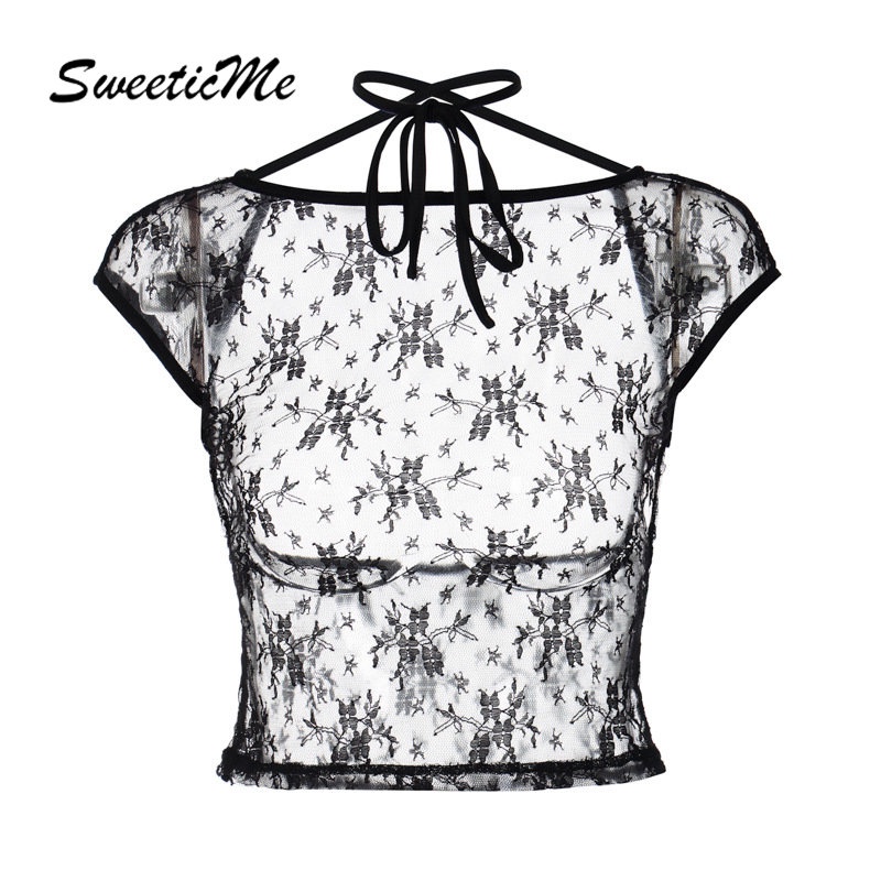 Sweeticme ใหม่ เสื้อยืดครอป แขนสั้น เปิดหลัง เซ็กซี่ เข้ารูป สีพื้น แฟชั่นสําหรับสตรี 2023