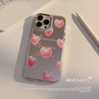 Rfg4 เคสโทรศัพท์มือถือแบบกระจกแต่งหน้า ลายหัวใจ เรียบง่าย สําหรับ iphone 12 11 13 14promax 12 11 13pro