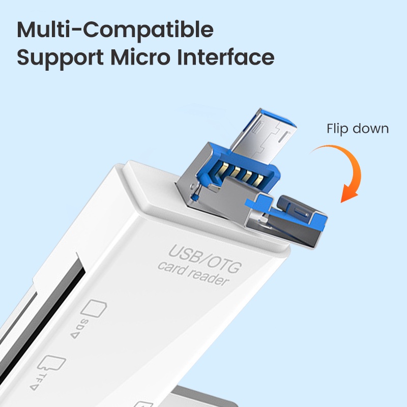 Elough 6 in 1 อะแดปเตอร์การ์ดรีดเดอร์ OTG Type C Micro USB Pen Drive TF SD USB2.0 อเนกประสงค์
