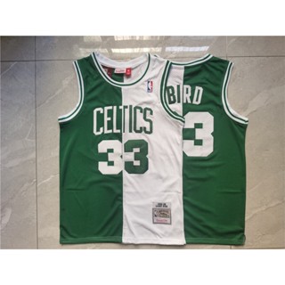 คลาสสิก NBA Mitchell &amp; Ness Boston Celtics #เสื้อกีฬาบาสเก็ตบอล ลายทีม Larry Bird 33 Larry Bird สีขาว สีเขียว สําหรับผู้ชาย 516701